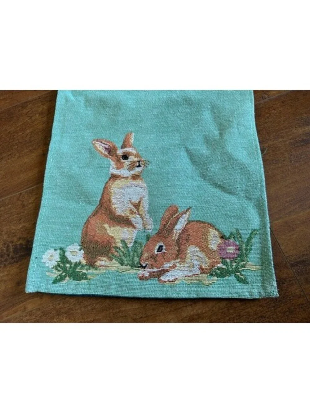Decorative Cotton-Polyester Table Runner with Bunny Design